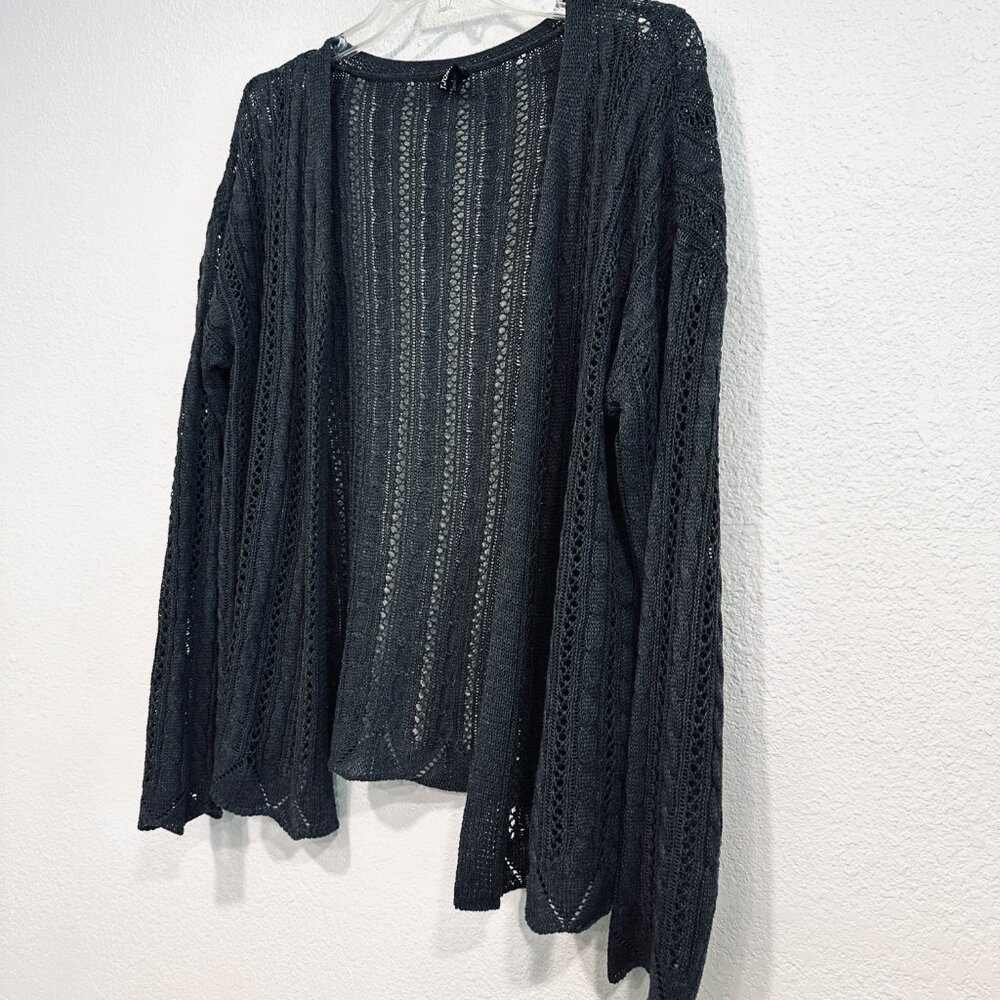 I Joah Open Front Cardigan Sweater Loose Knit Long Sleeve Dark Gray Womens Large - Picture 4 of 7